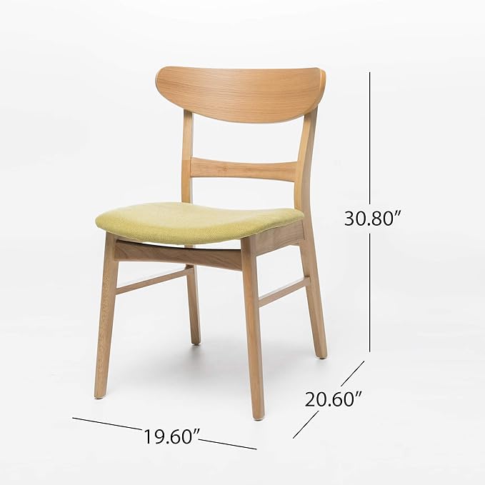 Christopher Knight Home Gloria Mid-Century Modern Dining Chairs (Set of 4), Green Tea and Natural Oak