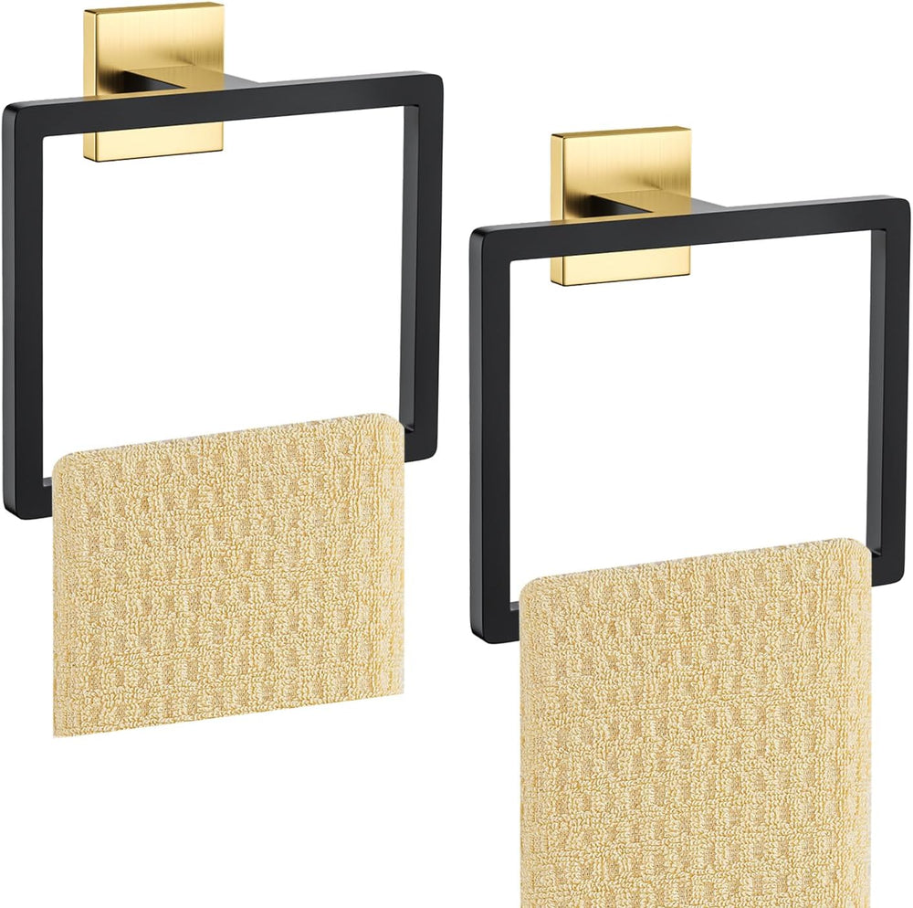 2-Piece Black Gold Towel Ring,Hand Towel Holder,Modern Towel Holder Stainless...