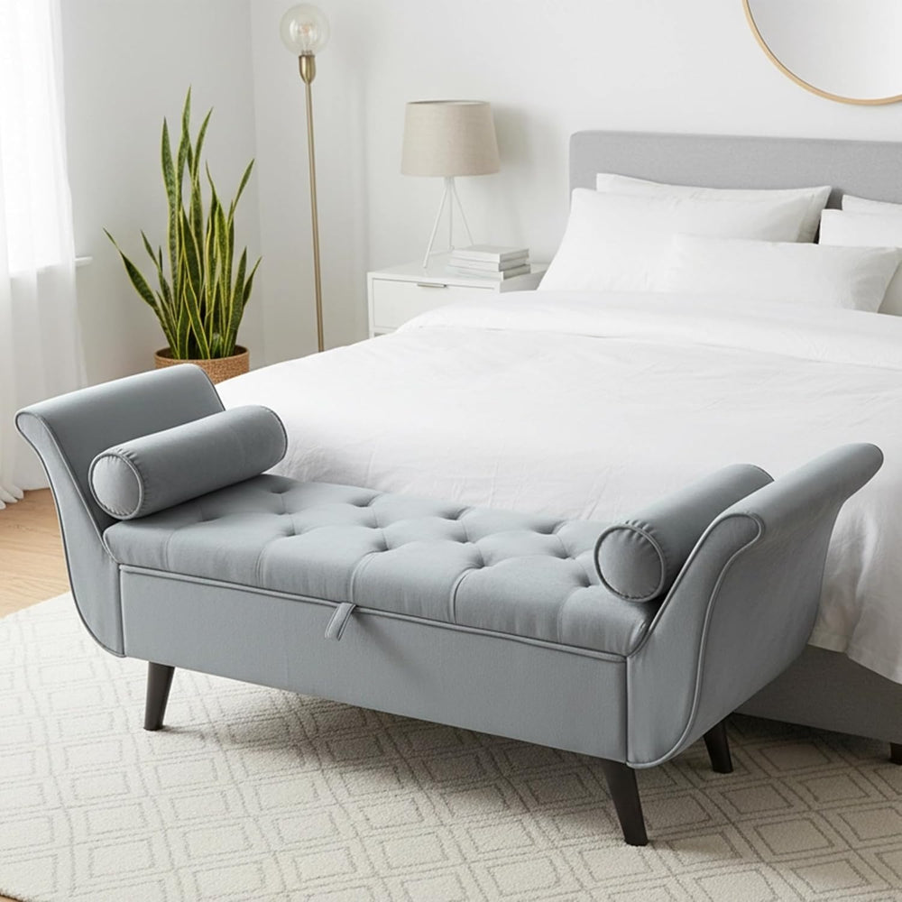 Velvet Bench for Bedroom End of Bed, 60.5 inch Upholstered Button Tufted Otto...