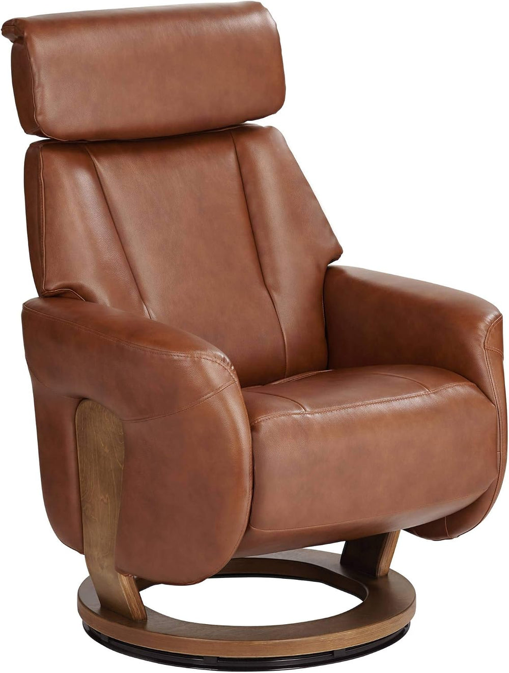 Benchmaster Augusta Brown Swivel Faux Leather Recliner Chair Modern Armchair ...