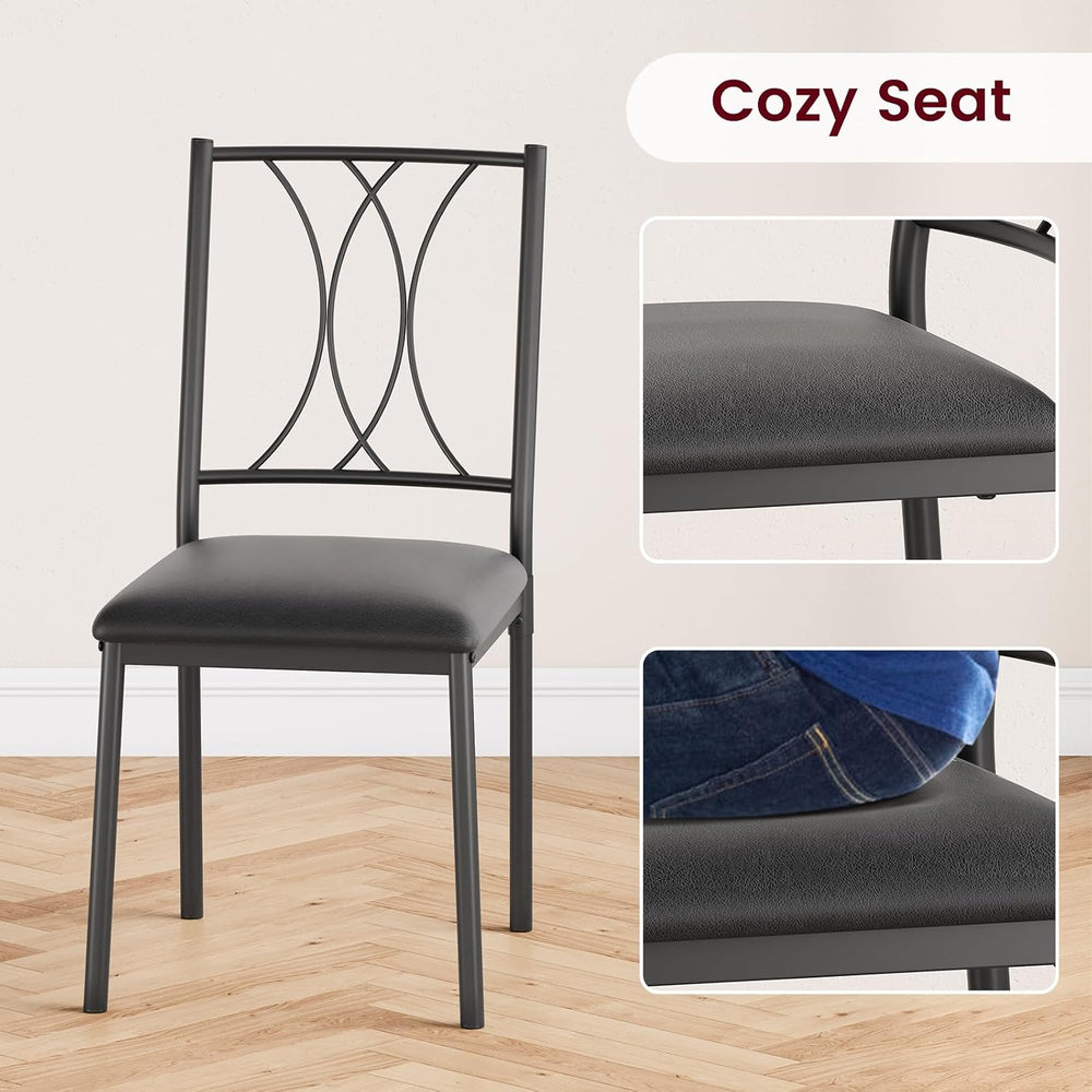 Dining Table Set for 2, Kitchen Table with 2 Upholstered Chairs, Wood 3-Piece...