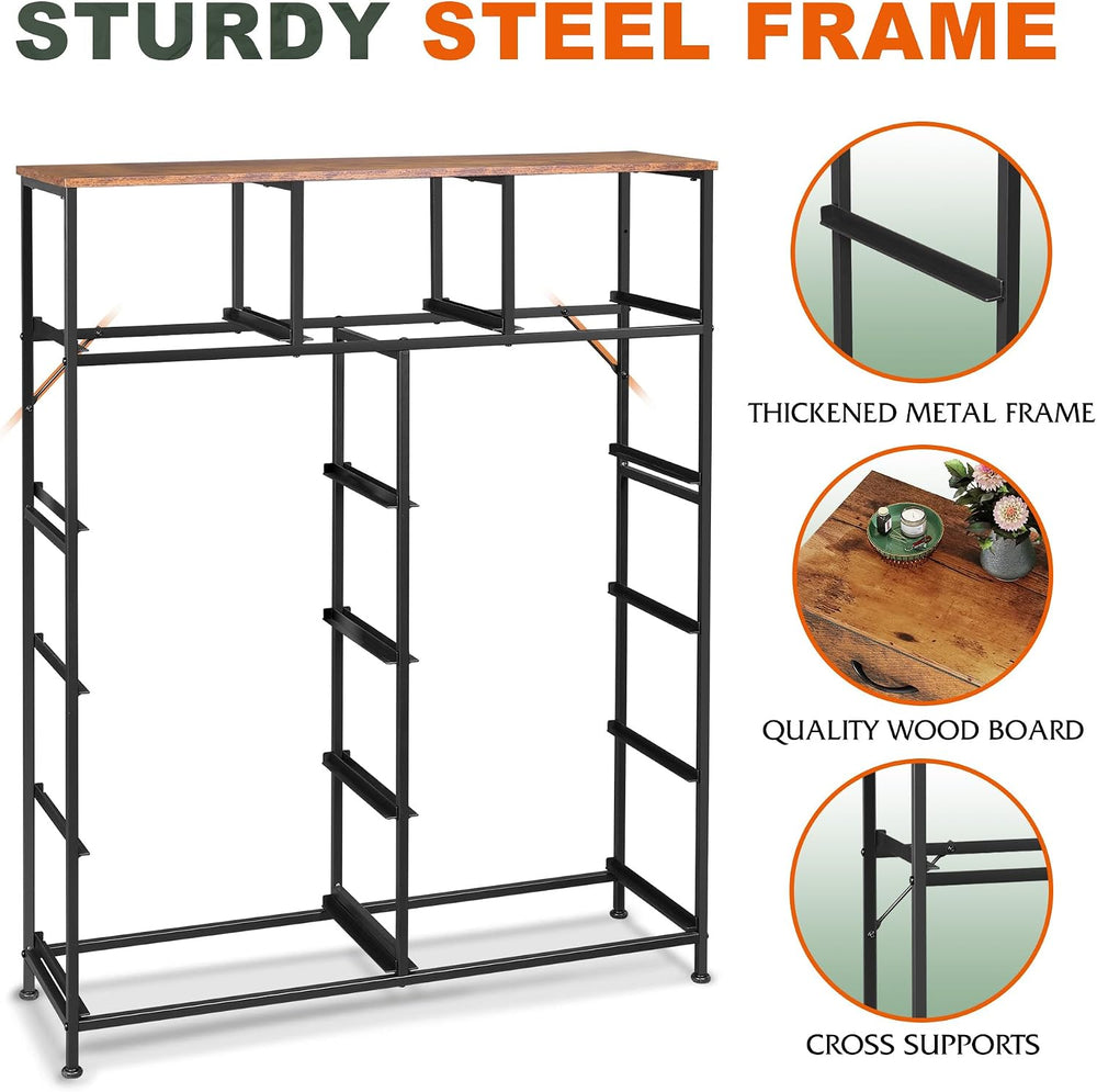 Tall Console Table with 11 Fabric Drawers, Rustic Brown | 11 Fabric Drawers, ...