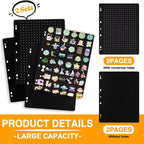 Enamel Pin Display Binder - Large Collection Storage Organizer Book with 8 Flip-Pages, 4 Ring Pin Display Folder for Brooch Buttons and Lapel Collectors. Black