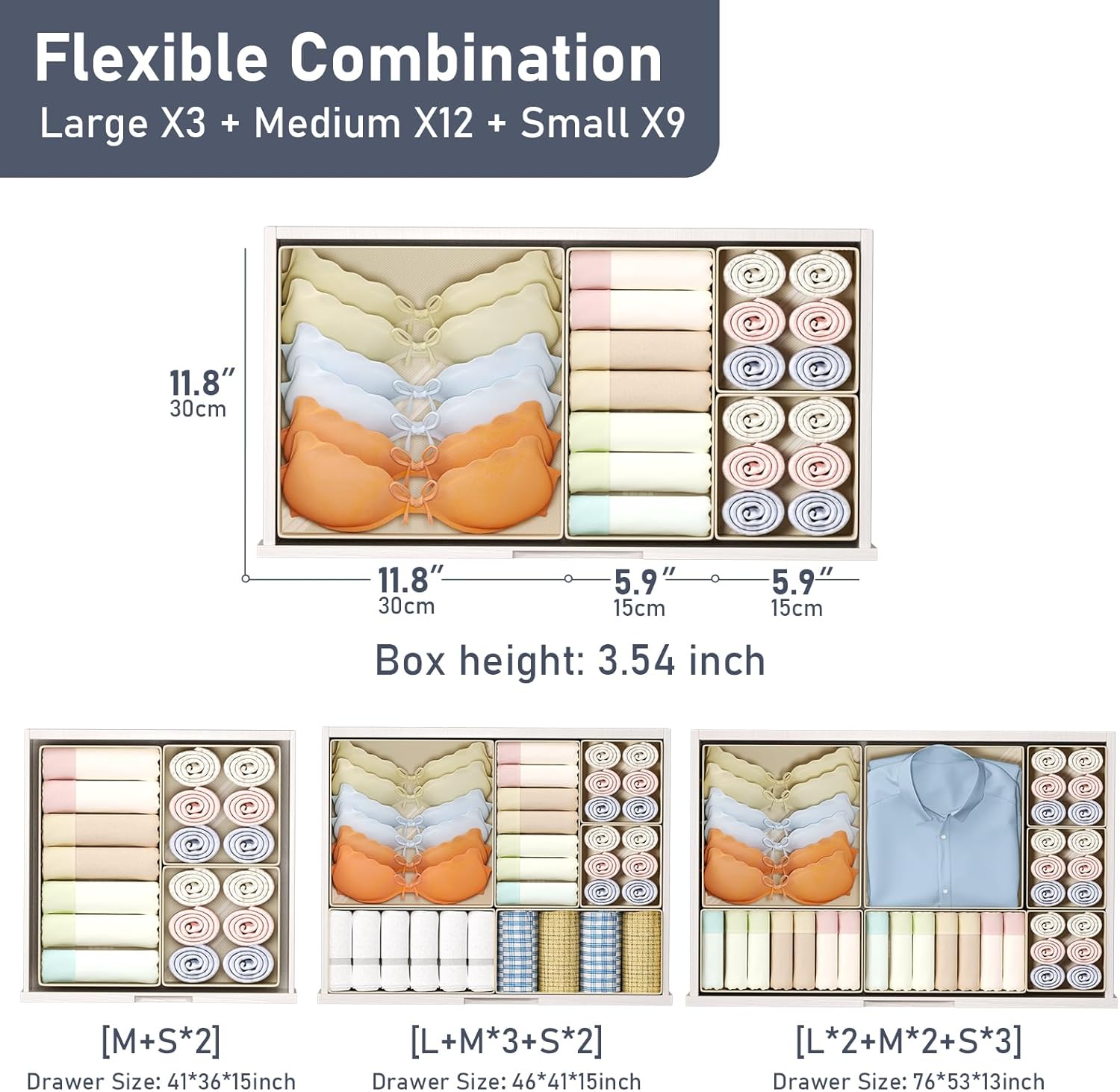 DIMJ Drawer Organizer Clothes Storage - 24 Pack Baby Dresser Organizer for Nursery, Small Fabric Closet Drawer Organizer Bins for Underwears Socks, Foldable Storage Dividers Organization for Bedroom