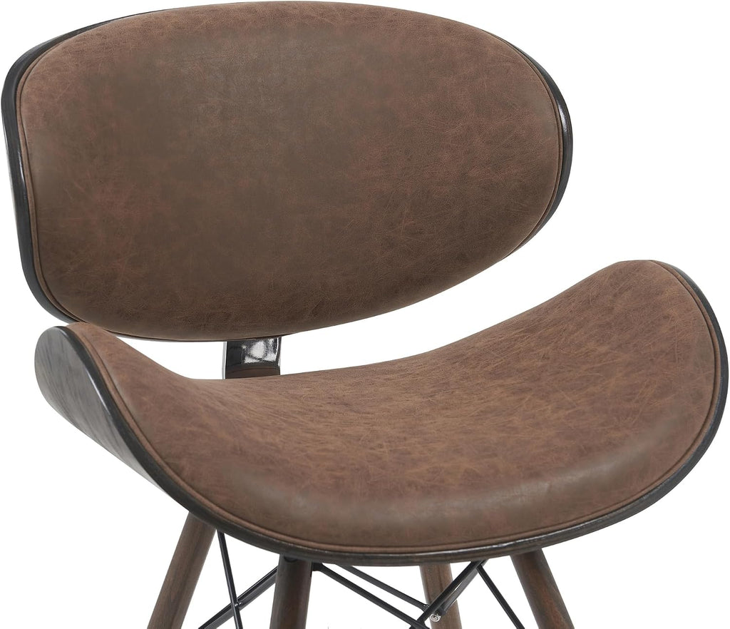 Armen Living Cassie Mid-Century Dining Chair with Vintage Dark Brown Faux Leather and Espresso Oak Finish