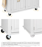 Finnhomy Rolling Kitchen Island With Drop Leaf, Thicken Rubberwood Top, Spice Rack, Towel Rack, Drawer, 43.3" Portable Mobile Kitchen Island Carts Table, Storage Cabinet, Both Wheels and Feet Included