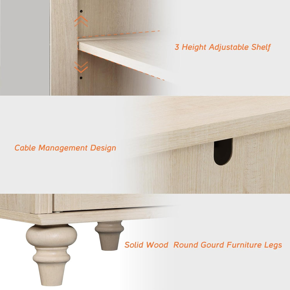 WAMPAT Farmhouse End Table with Ample Storage, Set of 2 Large Mid Century Mod...