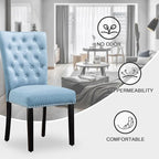 Velvet Dining Kitchen Chair Set of 2, Parsons Upholstered Dining Room Chair, Wood Accent Chair with Nailed Trim, Light Blue