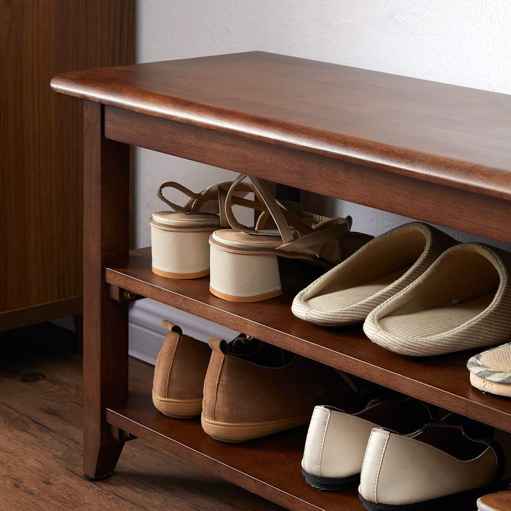 XKZG Shoe Rack Bench Wooden Shoe Storage Bench Rustic Solid Wood Entryway Ben...
