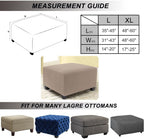 NeColorLife Stretch Ottoman Cover Square Soft Knitted Jacquard Washable Thick Storage Foot Stool Cover for Square and Rectangle Ottomans Khaki Large