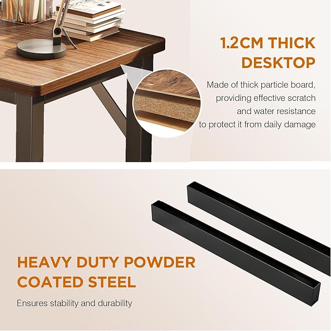 31.5 Inch Office Computer Desk,Office Table for Small Spaces,Gaming Desk,Writing Work Study Kids Modern Simple PC Home Bedroom Table with Metal Frame Wood Tabletop,Rustic Walnut