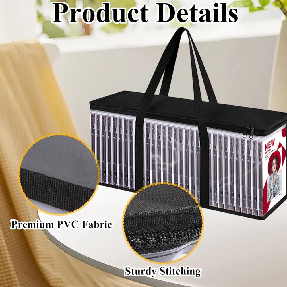 QTLCOHD 8 Pack DVD Storage Bags, Clear PVC DVD Case Holder with Handles | Fro...