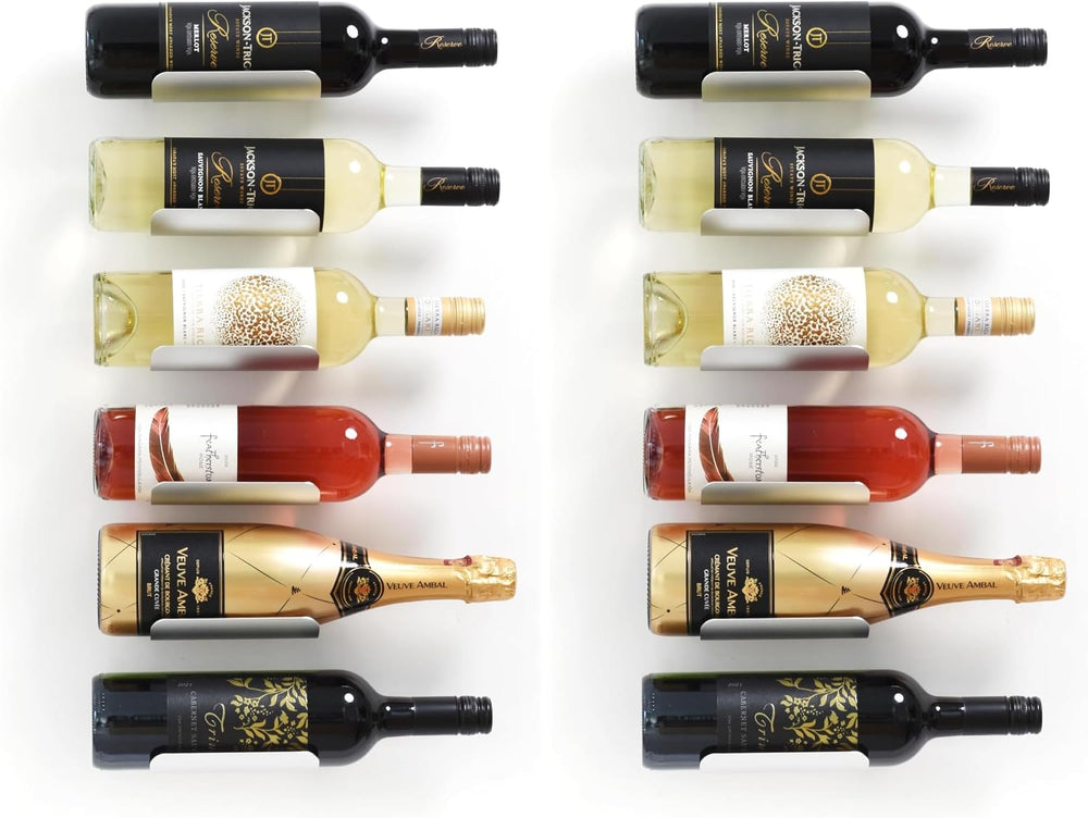 xympo Wall Mounted Wine Rack Set – 6-Piece Aluminum Bottle Holders with Non-S...