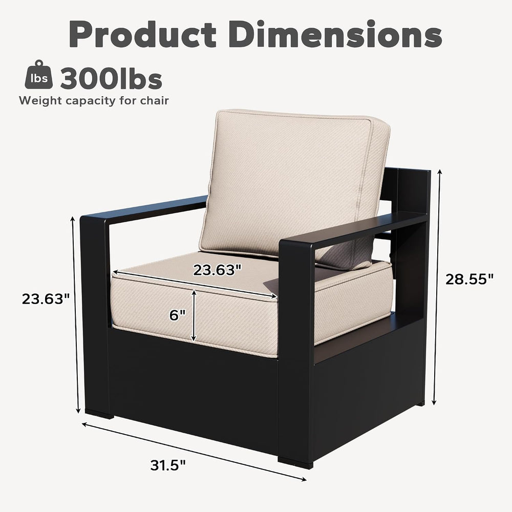 Outdoor Aluminum Furniture, Patio Chairs with 6" Thick Removable Cushion...