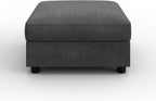 HONBAY Modern Corduroy Ottoman Module Sofa, Ottoman Bench with Storage, Dark Grey