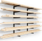 YYR Wood Organizer and Lumber Storage Rack Wall Mount, Heavy Duty Metal Shelf with 6-Level Holds Up 1200 LBS, Indoor & Outdoor Use - Black