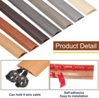 HARFINGTON 4ft Cord Cover Floor W0.6 x H0.33 Inner Channel PVC Hide Extension Cable Floor Wire Hider Wire Covers Protector for Prevent Cable Trips Cables Management, Wood Black