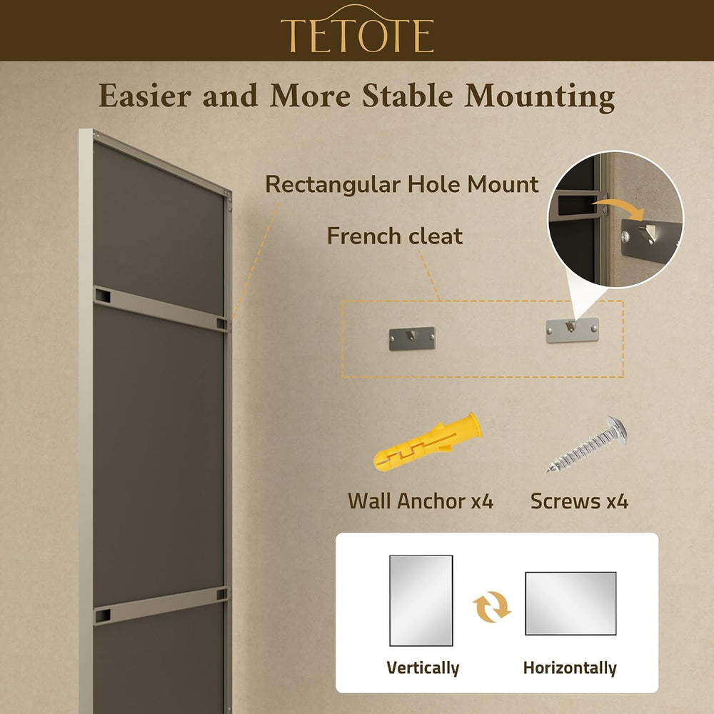 TETOTE Brushed Nickel Bathroom Mirror 24" x 30" Rectangle Beveled F...