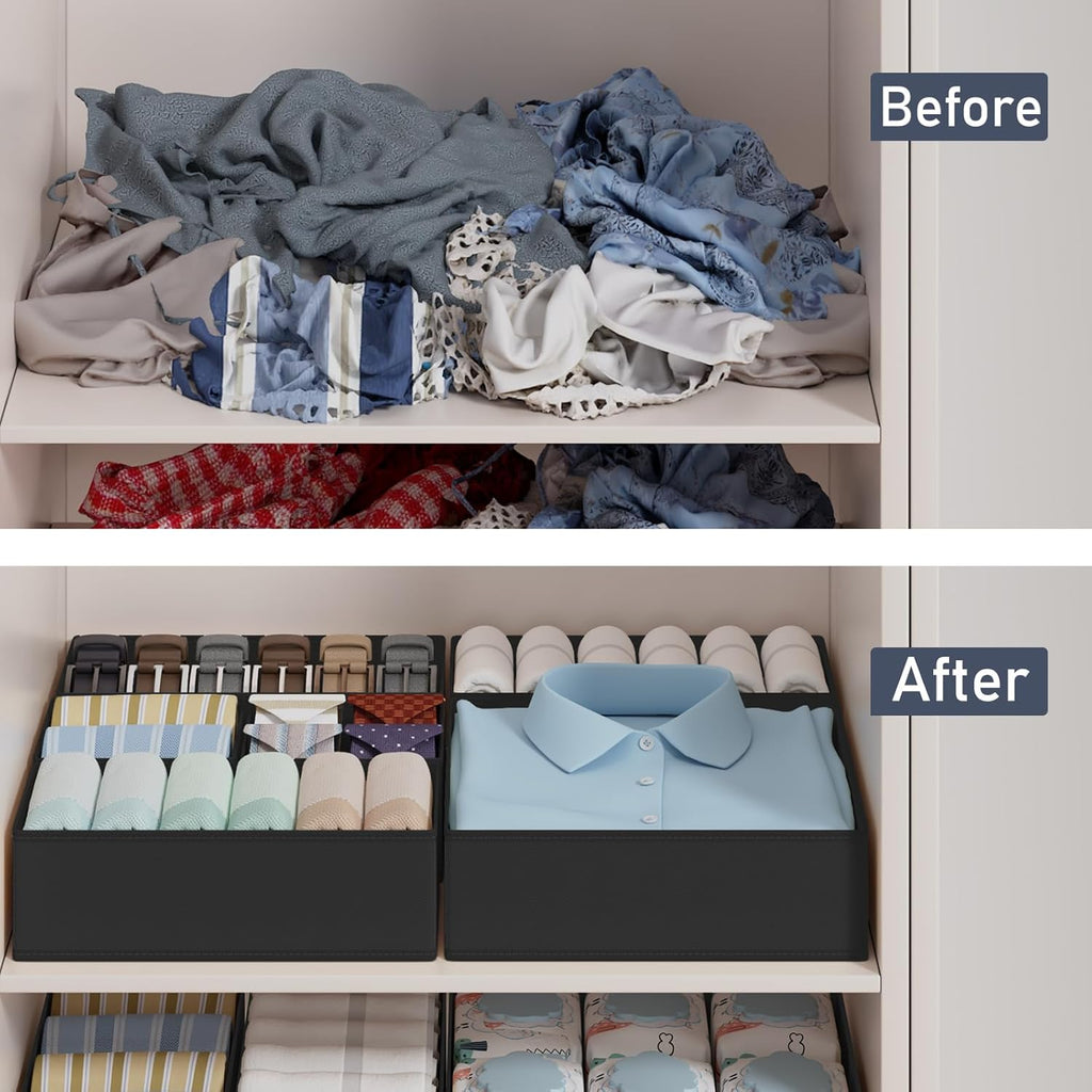 DIMJ Drawer Organizer Clothes Storage - 18 Pack Baby Dresser Organizer for Nursery, Foldable Closet Drawer Organizer Bins for Bedroom Organization, Fabric Storage Dividers for Socks, Underwears, Bras