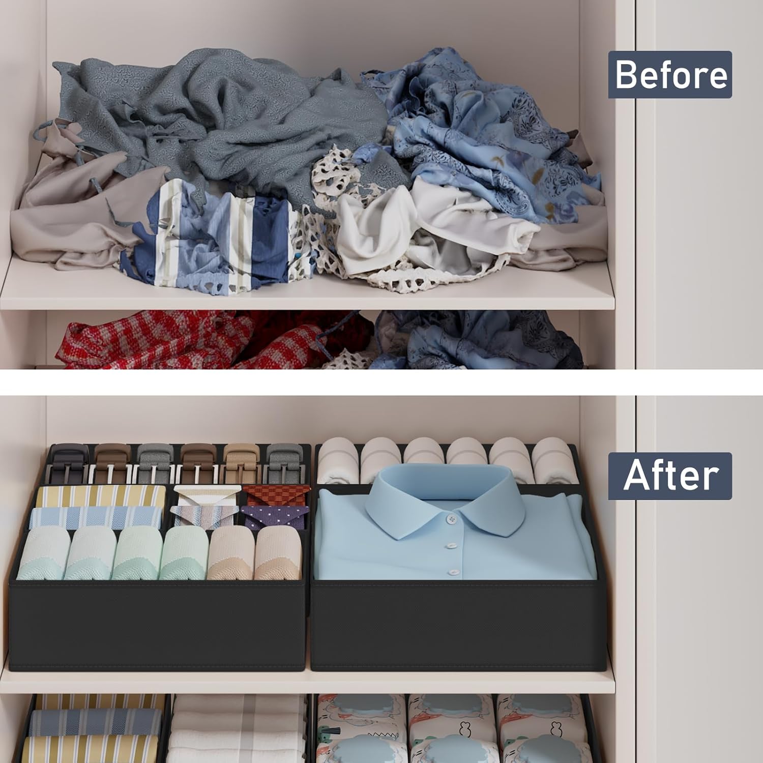 DIMJ Drawer Organizer Clothes Storage - 18 Pack Baby Dresser Organizer for Nursery, Foldable Closet Drawer Organizer Bins for Bedroom Organization, Fabric Storage Dividers for Socks, Underwears, Bras