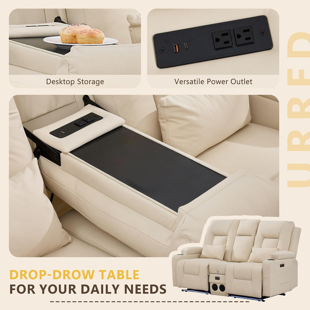 URRED Wall Hugger Power Reclining Loveseat Sofa，Beige：68.1" - 2 Seats | ...