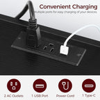MAHANCRIS Floating TV Stand with Power Outlet, Wall-Mounted TV Shelf with X-Shaped Frame, Floating Entertainment Center with Storage, for Living Room, Bedroom, Black TVBK301E01