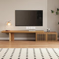 XEW Extendable TV Stand with Storage and Shelves, Wood Entertainment Center for 55+ Inch TV, Modern TV Console, Minimalist Media Console for Living Room, Bedroom-Wood (Extendable: 78.7"-110")