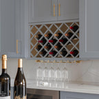 Solid Wood RTA Wine Bottle Rack Wall Cabinet with Lattice Panels - Wine Storage for Bar, Pantry, Cellar - Mocha (30'W 12'D 18'H)