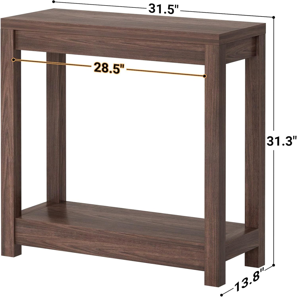Besiost Small Farmhouse Wood Entryway Table Narrow Console Table with Storage Behind Couch Sofa Table with Shelves Entry Way Tables with Open Storage, Easy Assembly, 32" Black Walnut