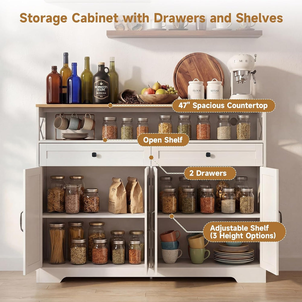 Lahomie Sideboard Buffet Cabinet with Storage, 47" Kitchen Buffet Cabine...