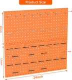 TORACK Metal Pegboard Wall Organizer 24" x 24" or 12" x 48", 70 PCS Tools Storage Pegboard for Garage, Modular Pegboard, Tool Organizer Board with Peg Board Hooks(Orange)
