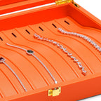 Oirlv Premium Leather Necklace Bracelet Organizer Tray with Acrylic Lid Jewelry Display Case Drawer Insert Jewelry Organizer for women