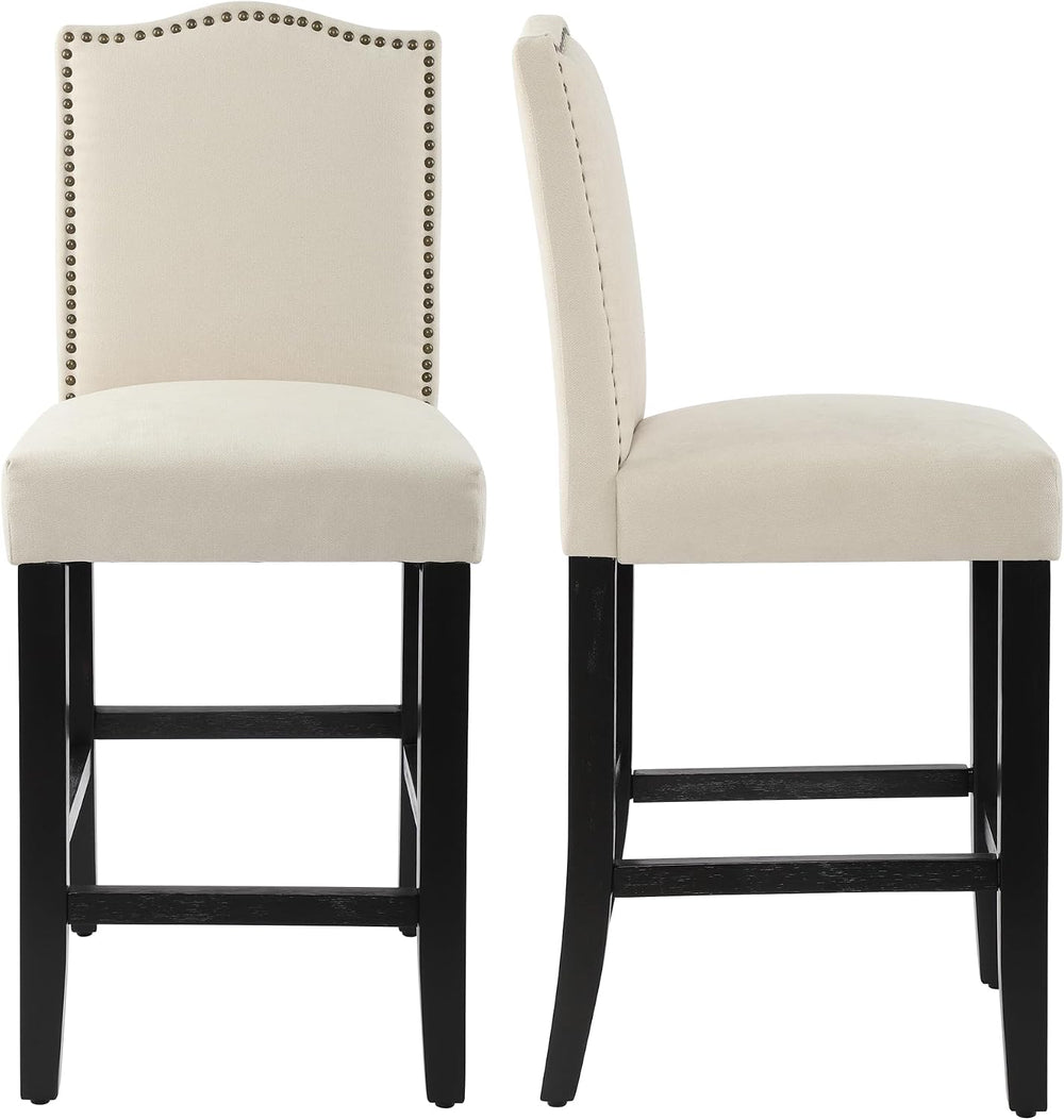 LSSPAID Counter Height Bar Stools Set of 2, 24.8 Inch Modern Upholstered Fabr...