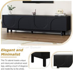 Ball & Cast Modern TV Stand with Arch Cabinets for TVs up to 78", Minimalist Entertainment Center w/Solid Wood Legs and Adjustable Shelves, Media Console for Living Room,Black