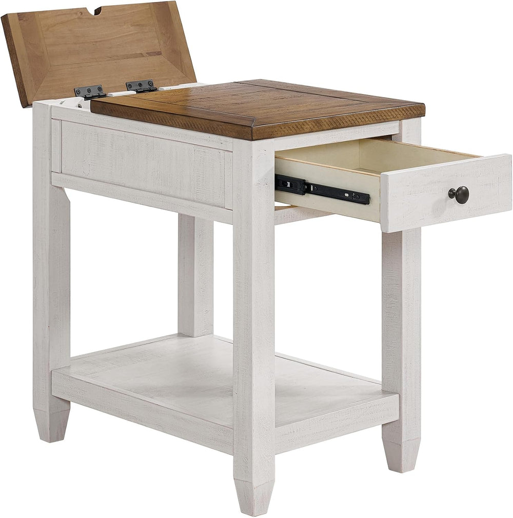 Martin Svensson Home Napa Farmhouse Chairside End Table with Charging Station...