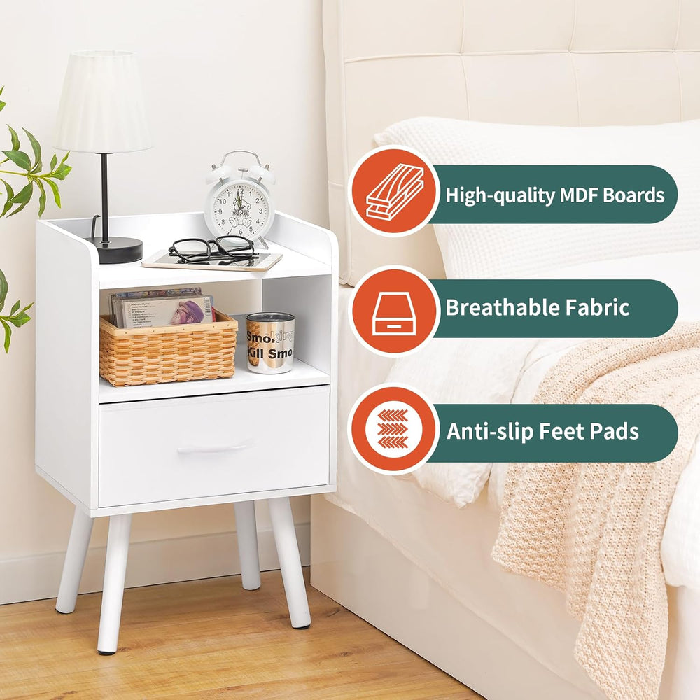 Yoobure Modern Nightstand with Drawer, Bedside Tables, Mid Century Nightstand...