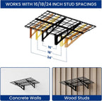 FLEXIMOUNTS 2x3ft Garage Shelving Wall-Mounted, 1-Pack Heavy-Duty Wall Shelving, Holds Up to 200 lbs, Garage Storage Rack for Organization & Storage Bins, Black, Classic Series