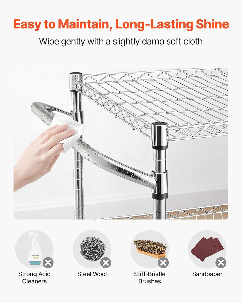 VEVOR Kitchen Utility Cart, 3 Tier Heavy Duty Adjustable Wire Storage Rack, C...