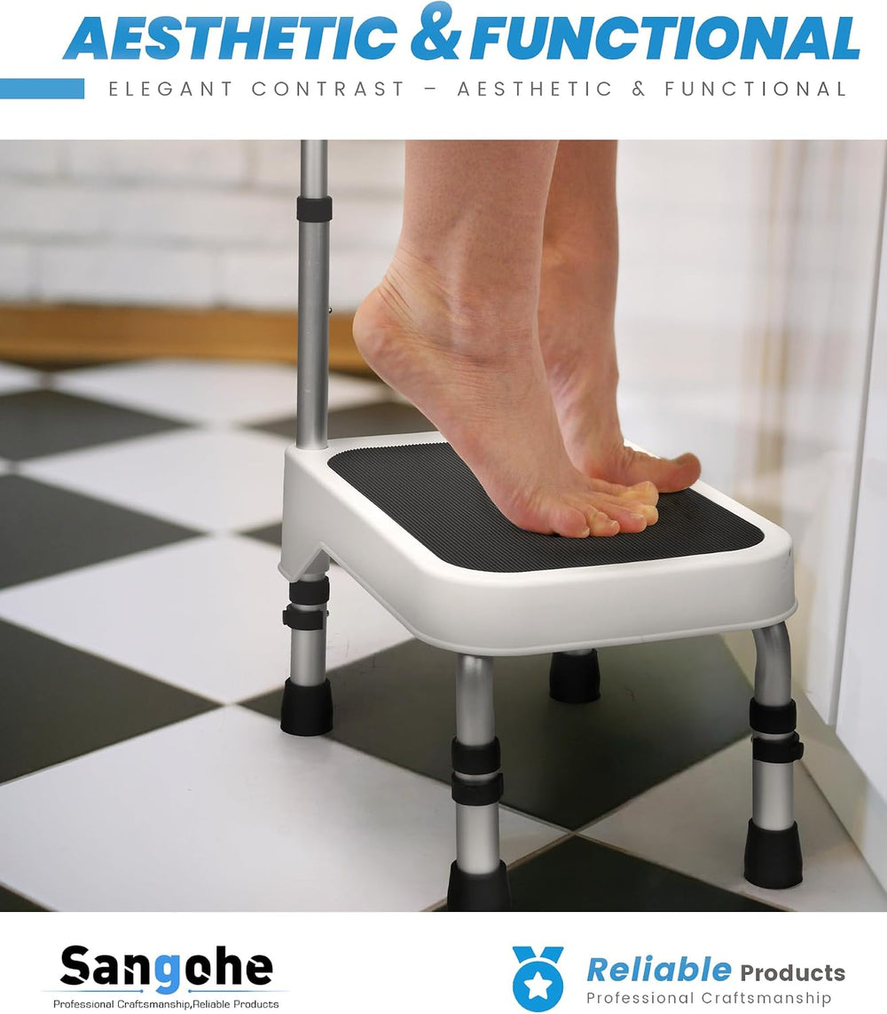 Step Stool with Handle for Elderly, Aluminum Step Stools for Adults, Step Sto...