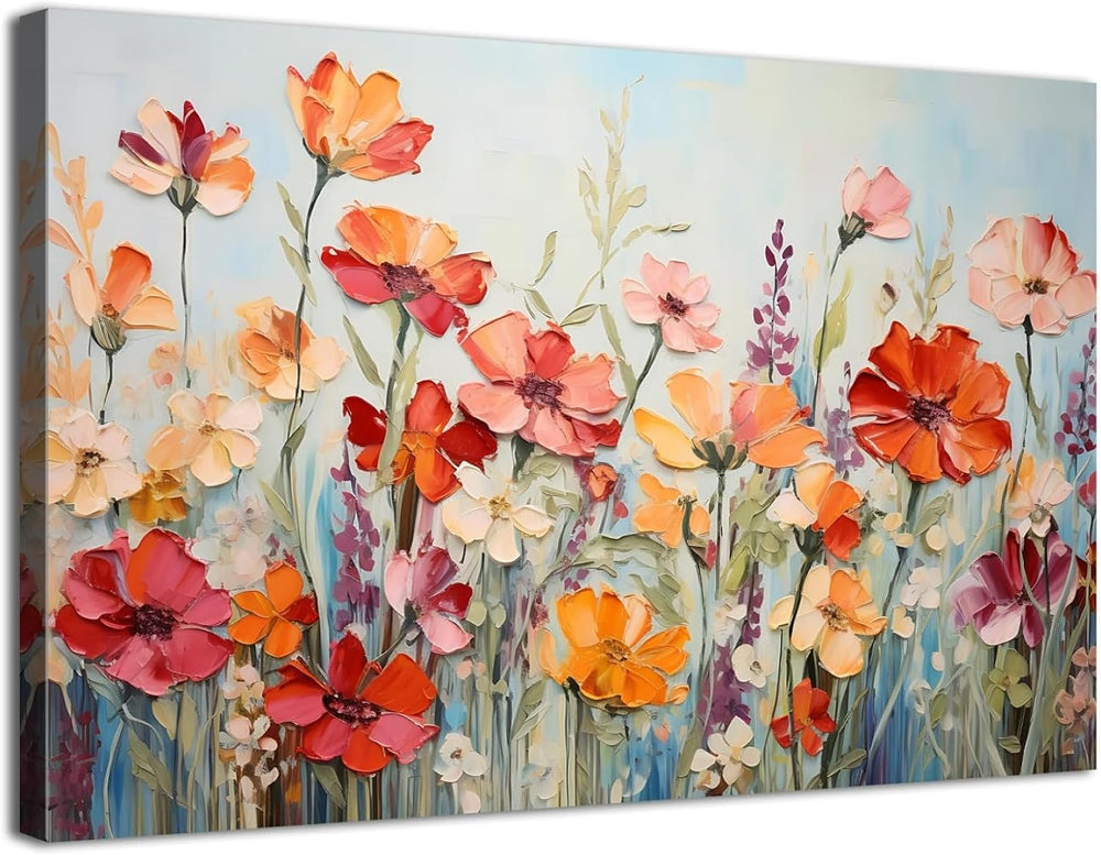 Large Flower Wall Art Abstract Poppy Floral Pictures Wall Decor 32x48"