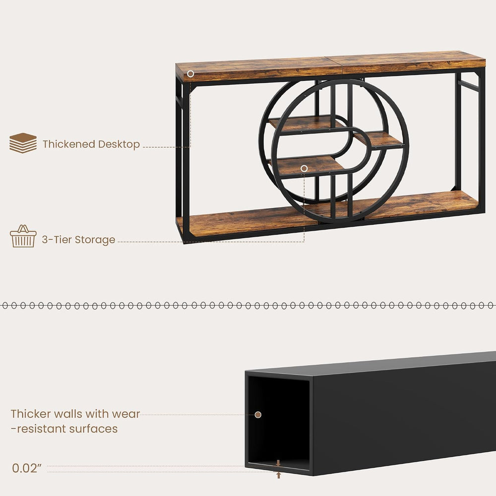 GarveeHome 55" Industrial Entryway Table, 5-Tier Narrow Console Table wi...