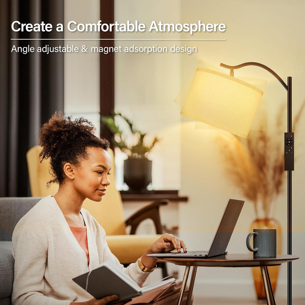BoostArea Floor Lamp for Living Room,Arc Floor Lamp with Remote Control,Stepl...