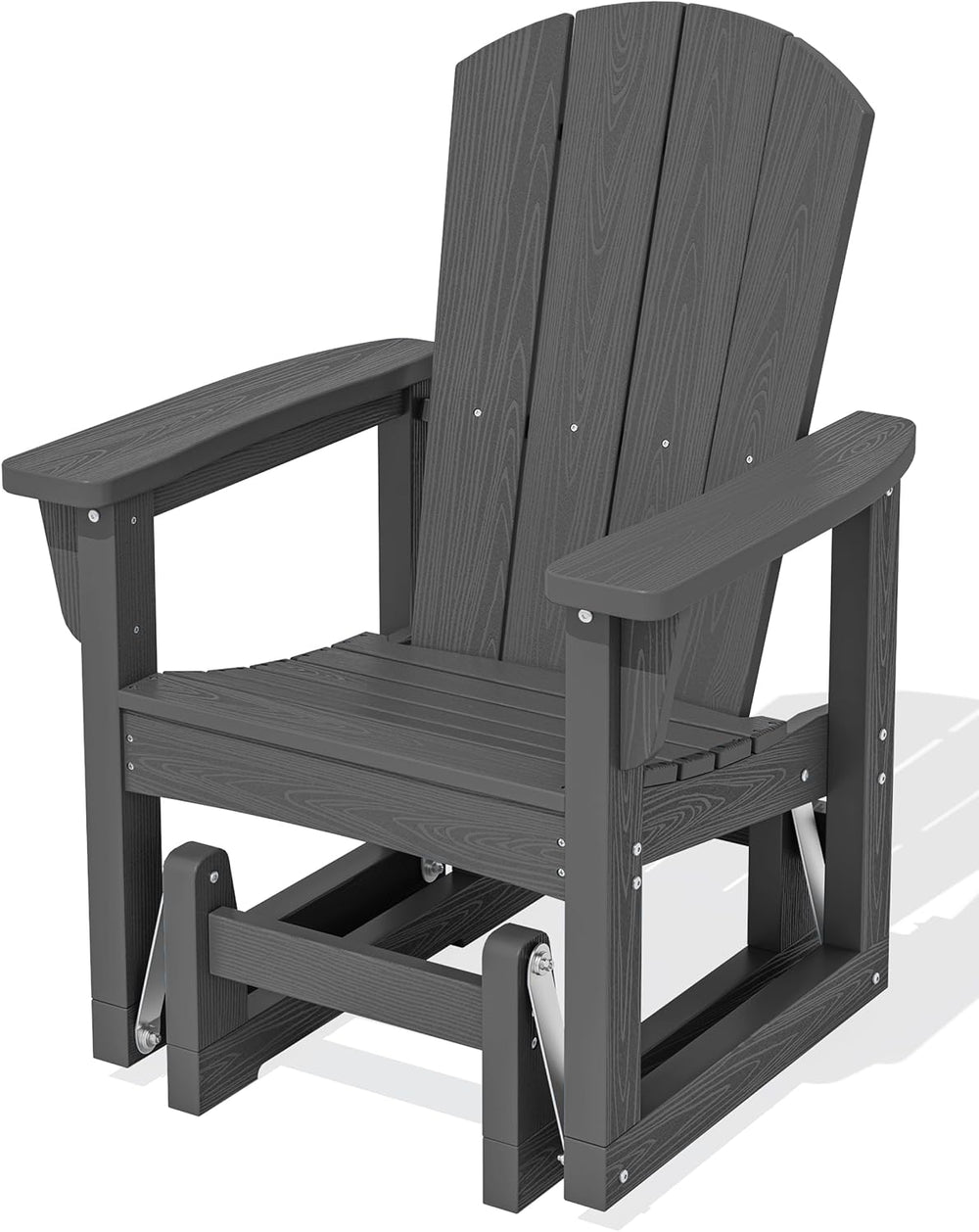 SERWALL Outdoor Glider Chair, HDPE Wood-Like Patio Glider Rocker All-Weather ...