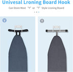 BiJun Ironing Board Holder Wall Mount, Ironing Board Hanger with 5 Inch Length, Iron Board Hook Wall Mount for Laundry Rooms (White)