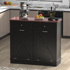 Betterhood Double Tilt Out Trash Cabinet 20 Gallon Wooden Free Standing Laundry Sorter Cabinet,Recycling Cabine with Hideaway Drawer,Tilt Out Trash Cabine Can Bin Kitchen (Black)