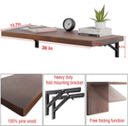 IAE Wall Mounted Folding Table with Pine Wood,36" x 14" Floating Wall Desk,Laundry Folding Table with Shelf Brackets,Fold Down Desk Shelf,Fold Workbench for Apartments,Home,Laundry Room,Kitchen,Brown