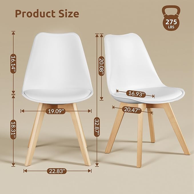 CangLong Dining Chairs Set of 4, Mid Century Modern Kitchen and Dining Chair,...