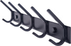 WEBI Coat Rack Wall Mounted,5 Coat Hooks for Hanging Coats,Heavy Duty Metal Double Hook Rack Hook Rail Wall Coat Rack with Hooks Coat Hanger Wall Mount for Clothes Entryway Jacket,Black