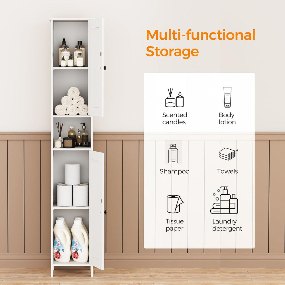Homleke Tall Bathroom Storage Cabinet with 2 Doors, Slim Bathroom Cabinet | N...