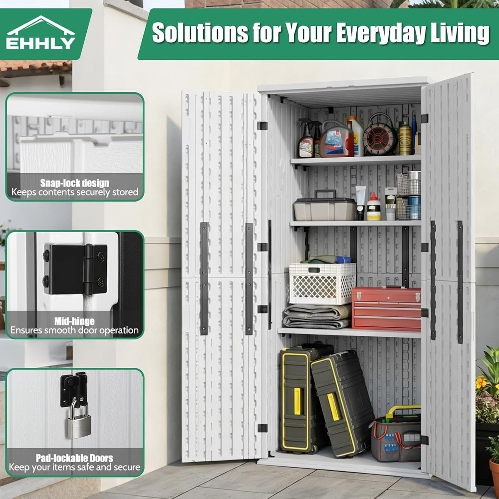 EHHLY Heavy Duty Tall Storage Cabinet Outdoor Weatherproof, 28 Cuft Garage St...